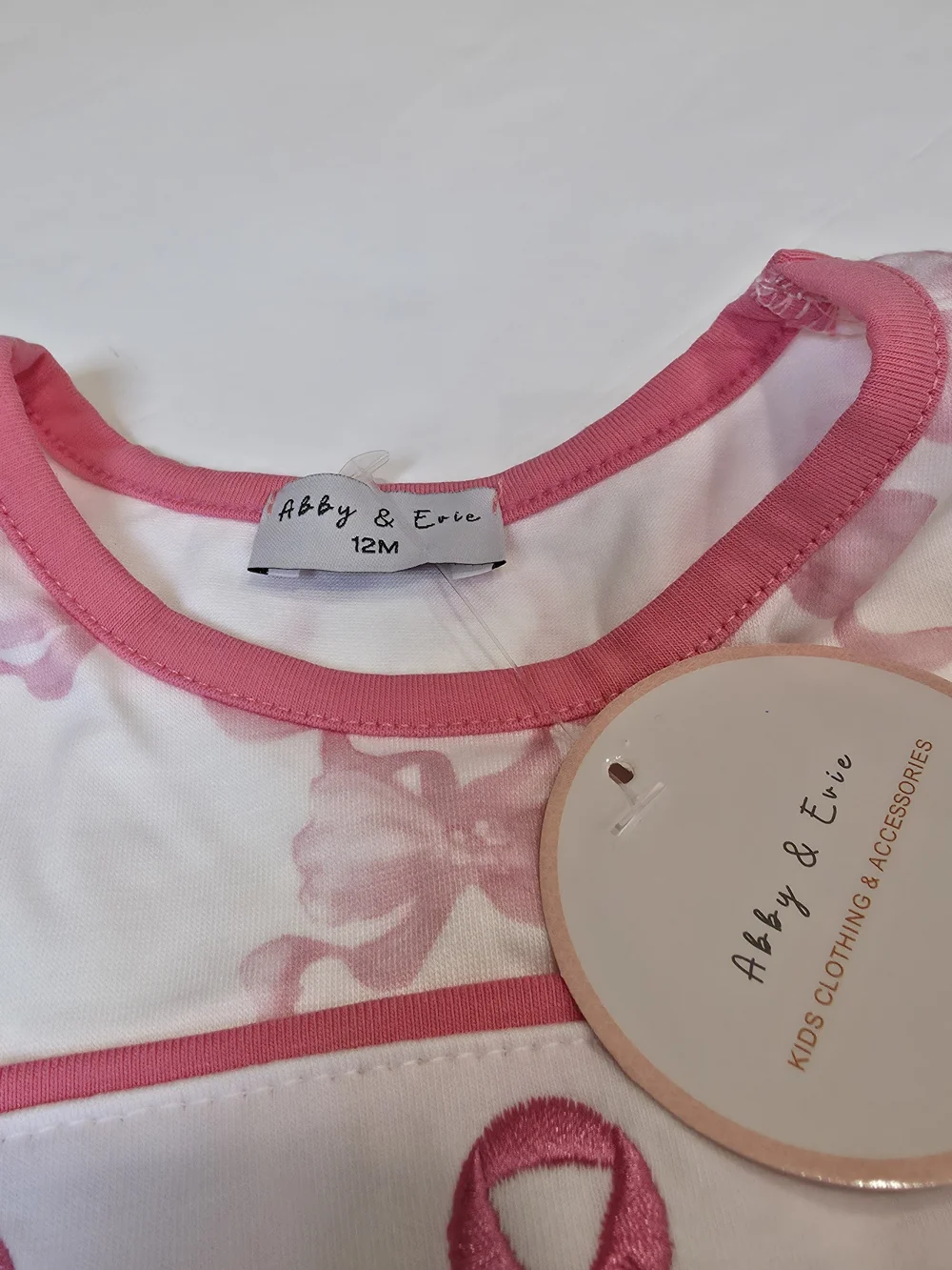Abby & Evie Pink Ribbon Smocked Two-Piece Set